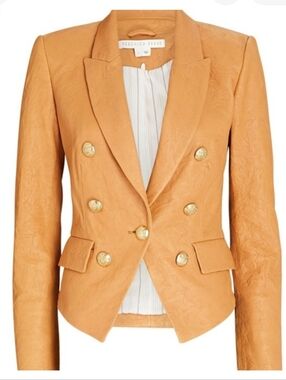 Veronica Beard Cooke Lamb Leather Dickey Jacket in Camel size 4 Festival